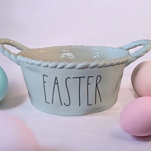 Rae Dunn Other - NEW Rae Dunn EASTER Basket Bowl with Handles & Pink HAPPY EASTER Hand Towel